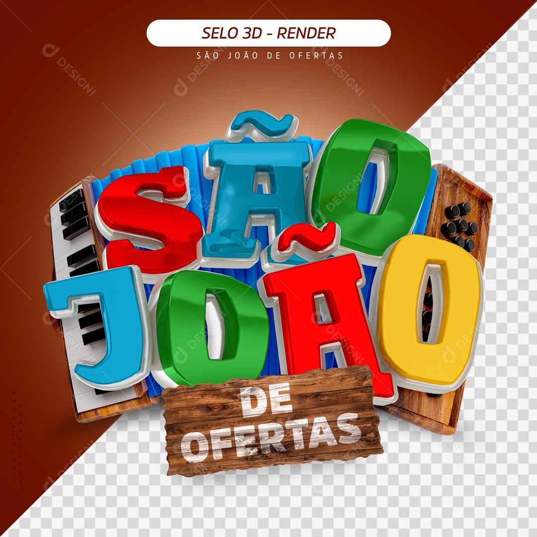 Selo 3D Para Composição São João De Ofertas PSD Editável