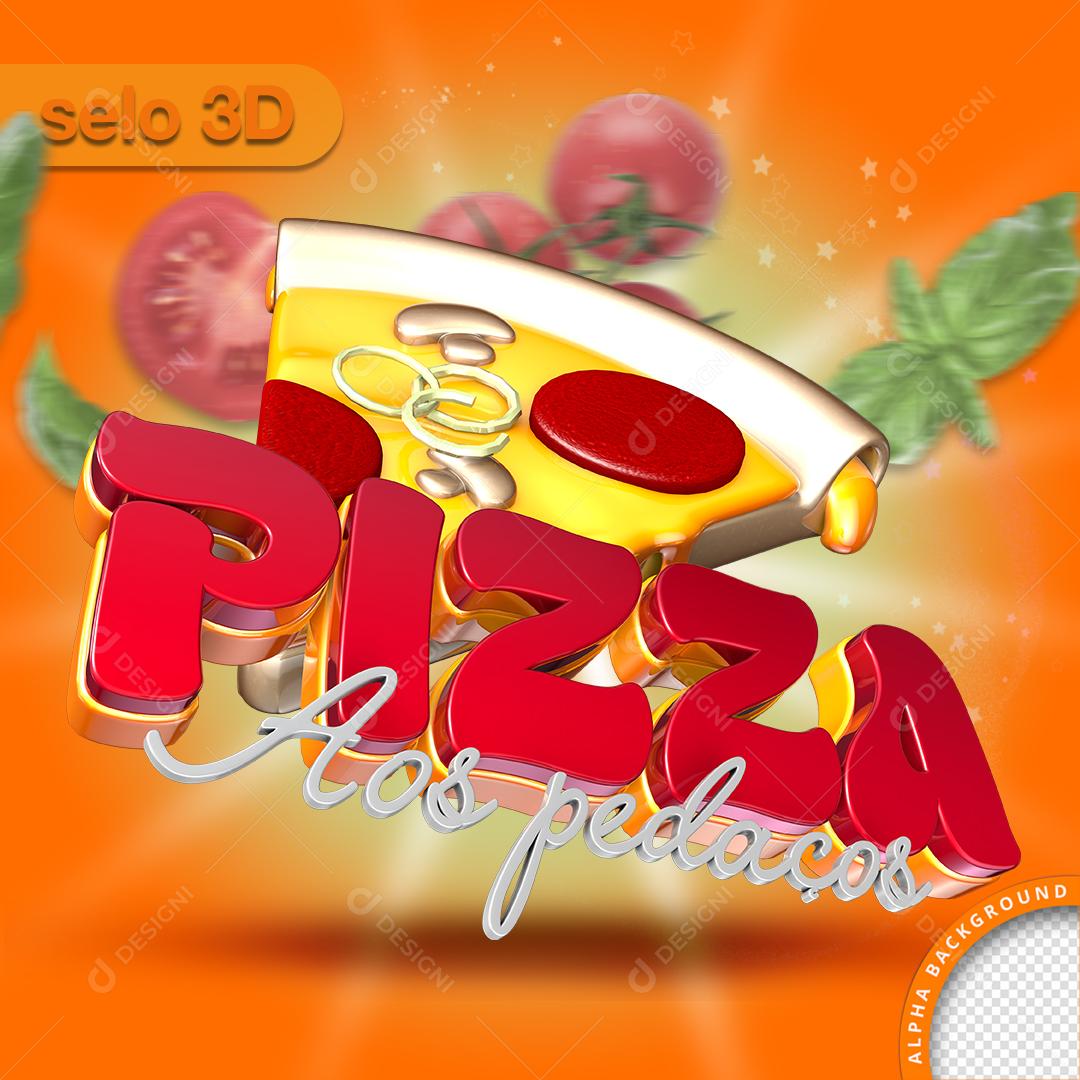 Selo 3D Pizza Aos Pedaços Para Composição PNG Transparente Sem Fundo