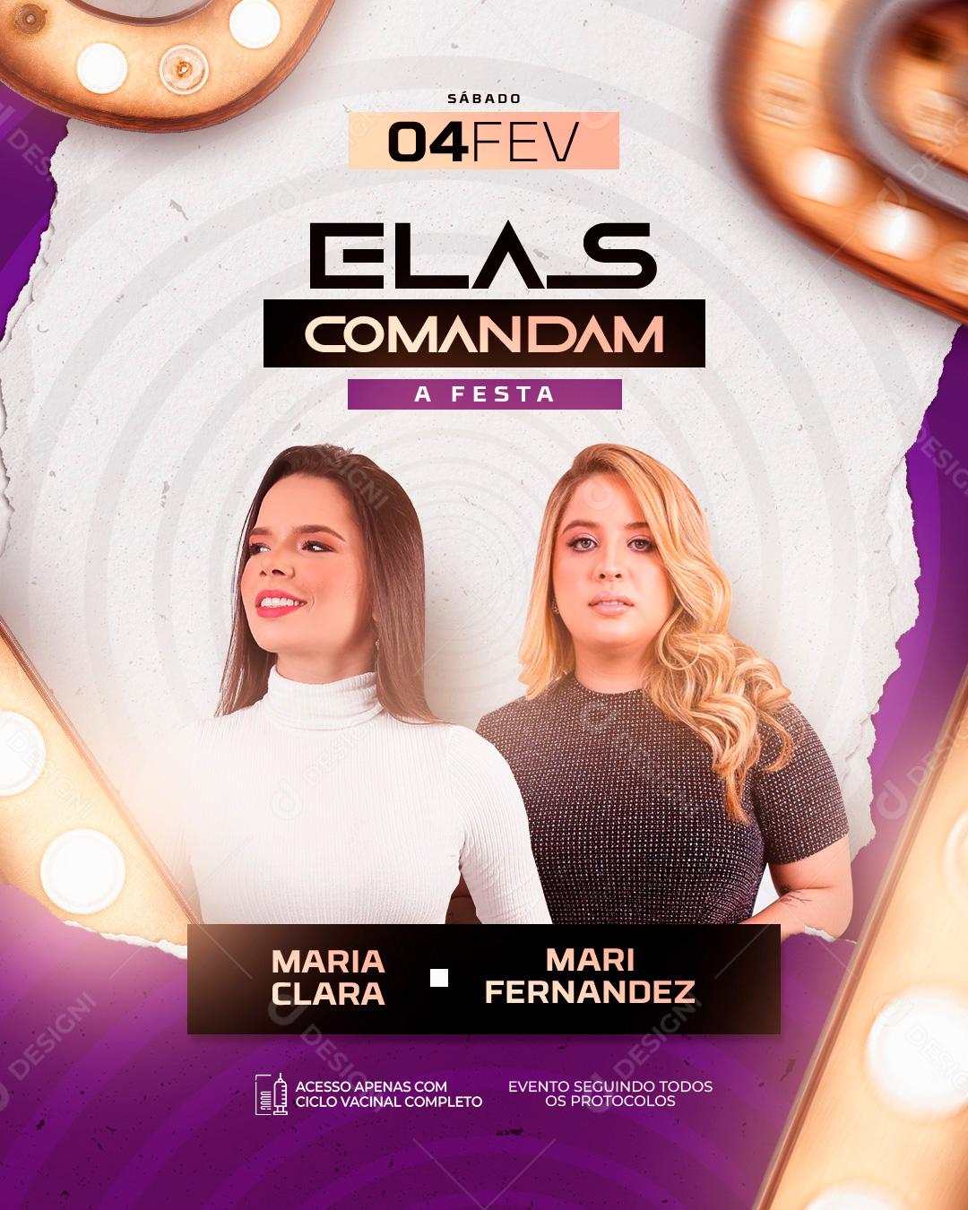 Social Media Elas Comandam A Festa Maria Clara Mari Fernandes Flyers PSD Editável