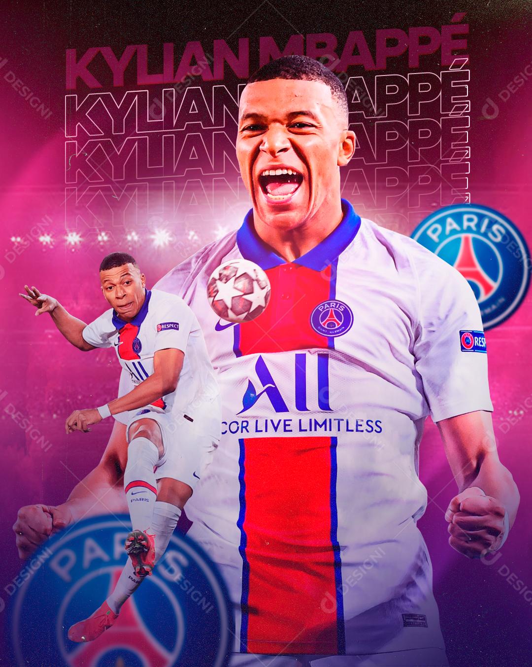 Social Media Mbappe Jogador De Futebol Flyer PSD Editável