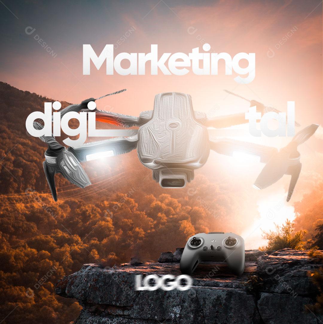 Social Media Marketing Digital Drone PSD Editável
