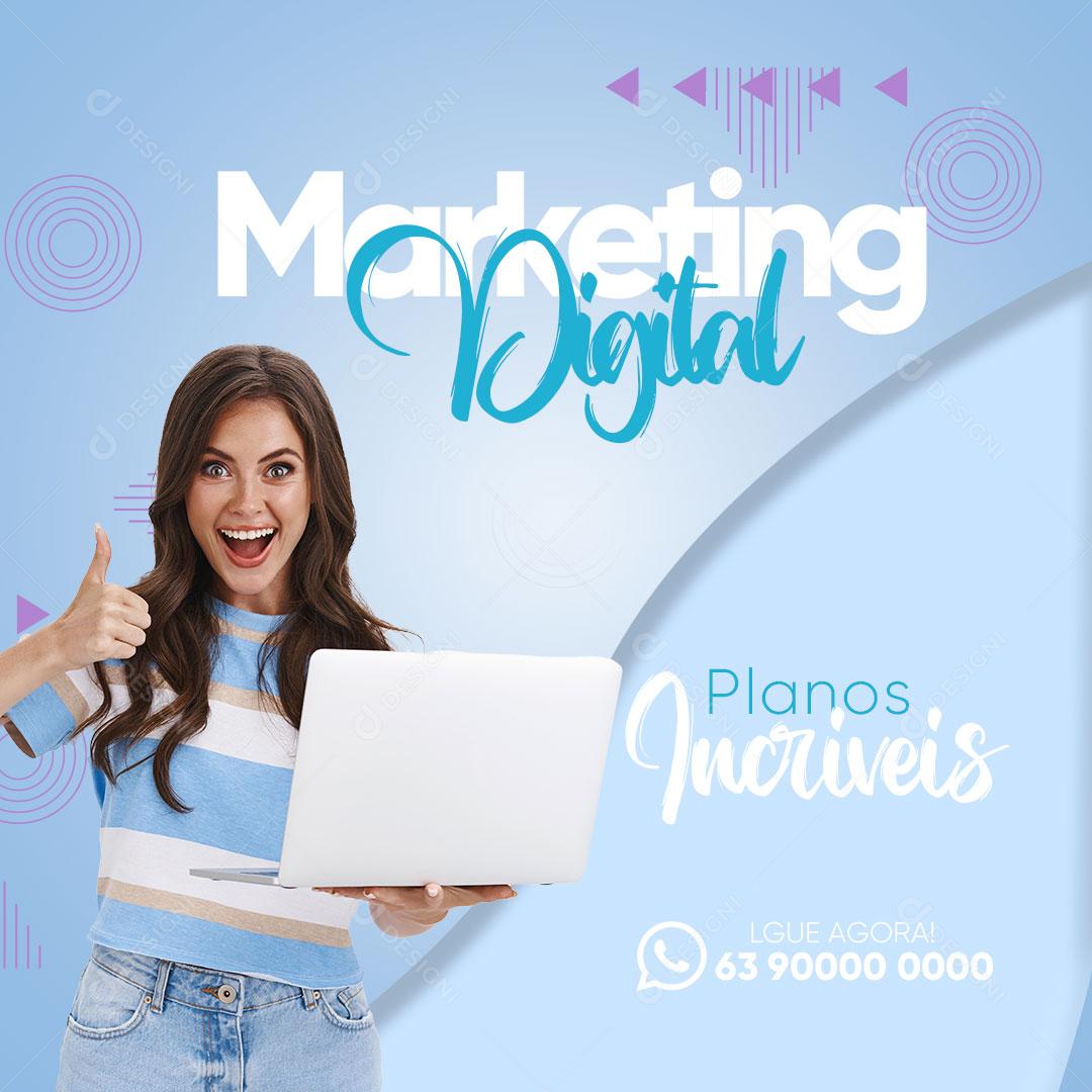 Post Marketing Digital Planos Incríveis Social Media PSD Editável