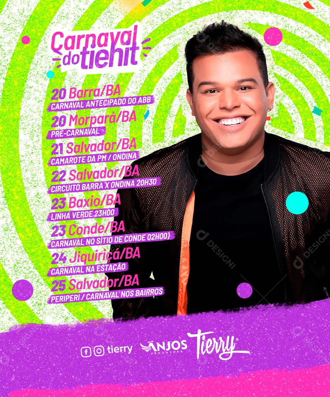 Social Media Carnaval Do tiehit Agenda Flyer PSD Editável