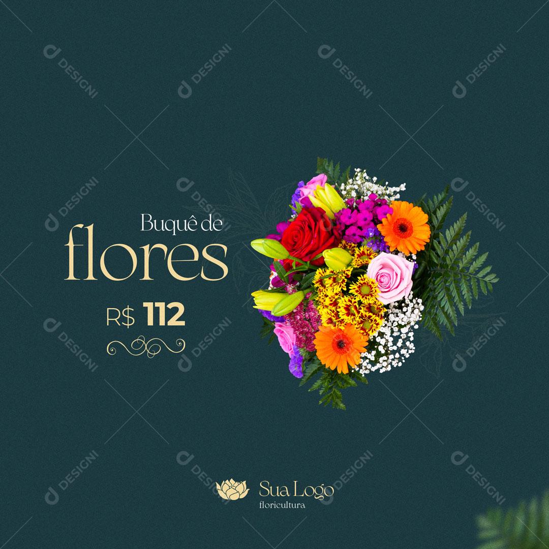 Social Media Floricultura Buquê de Flores PSD Editável