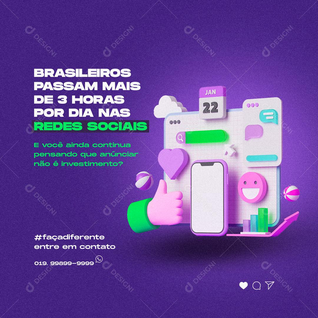 Social Media Marketing Brasileiros Passam Mais de 3 Horas PSD Editável