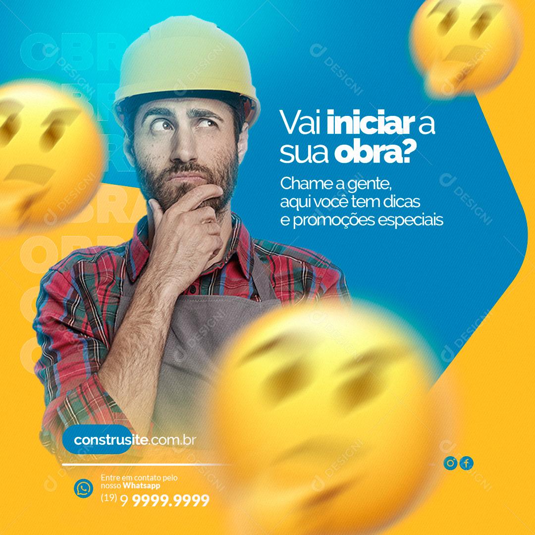 Social Media Vai iniciar a sua obra Materiais De Construção PSD Editável