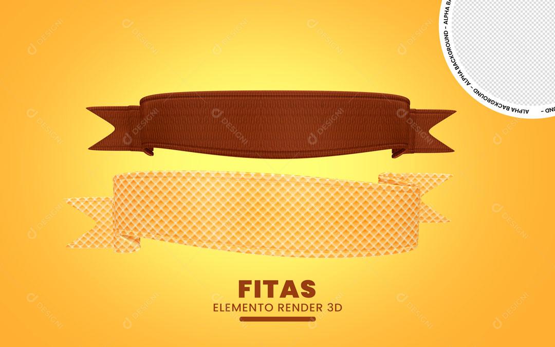 Elemento 3D Para Composição Fitas Para Texto De Chocolate e Chocolate Branco PNG Transparente