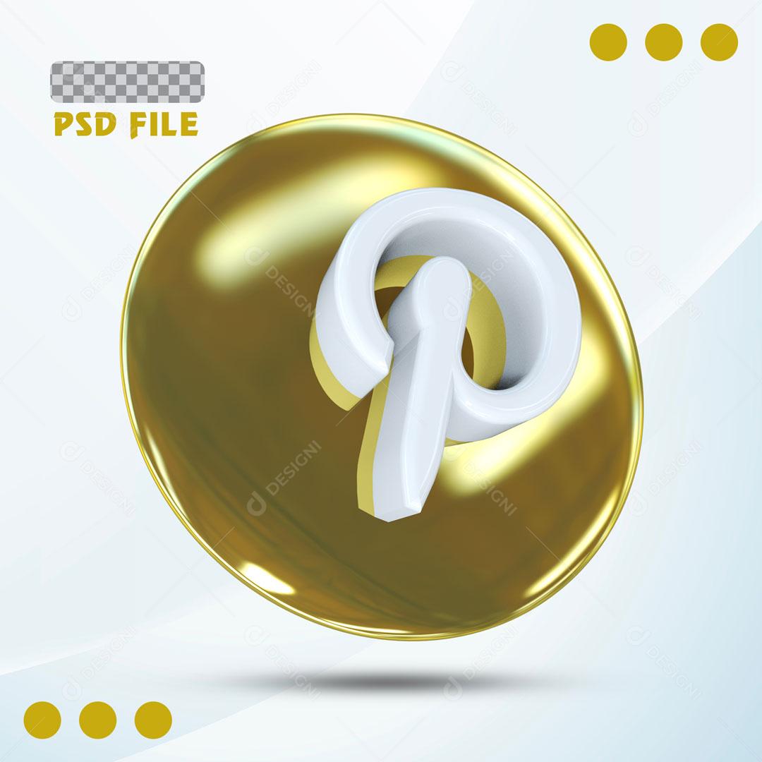 Ícones 3D Para Composição Redes Sociais Pinterest PSD Editável