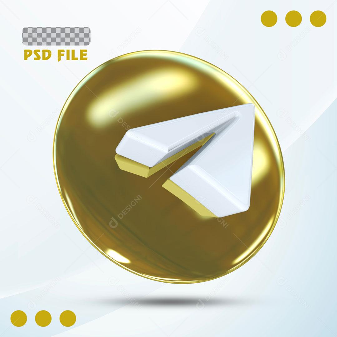 Ícones 3D Para Composição Redes Sociais Telegram PSD Editável
