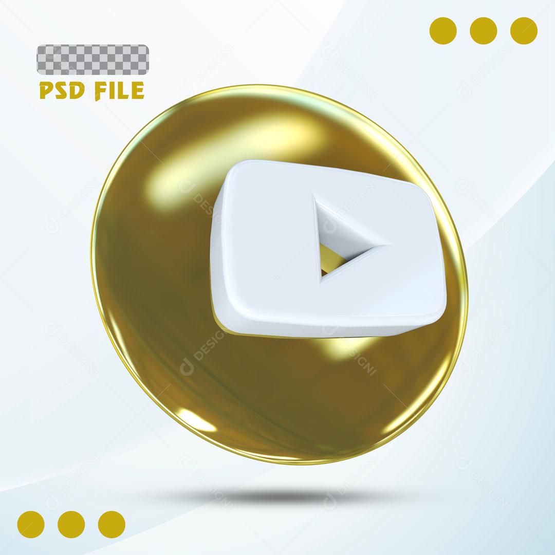 Ícones 3D Para Composição Redes Sociais Youtube PSD Editável