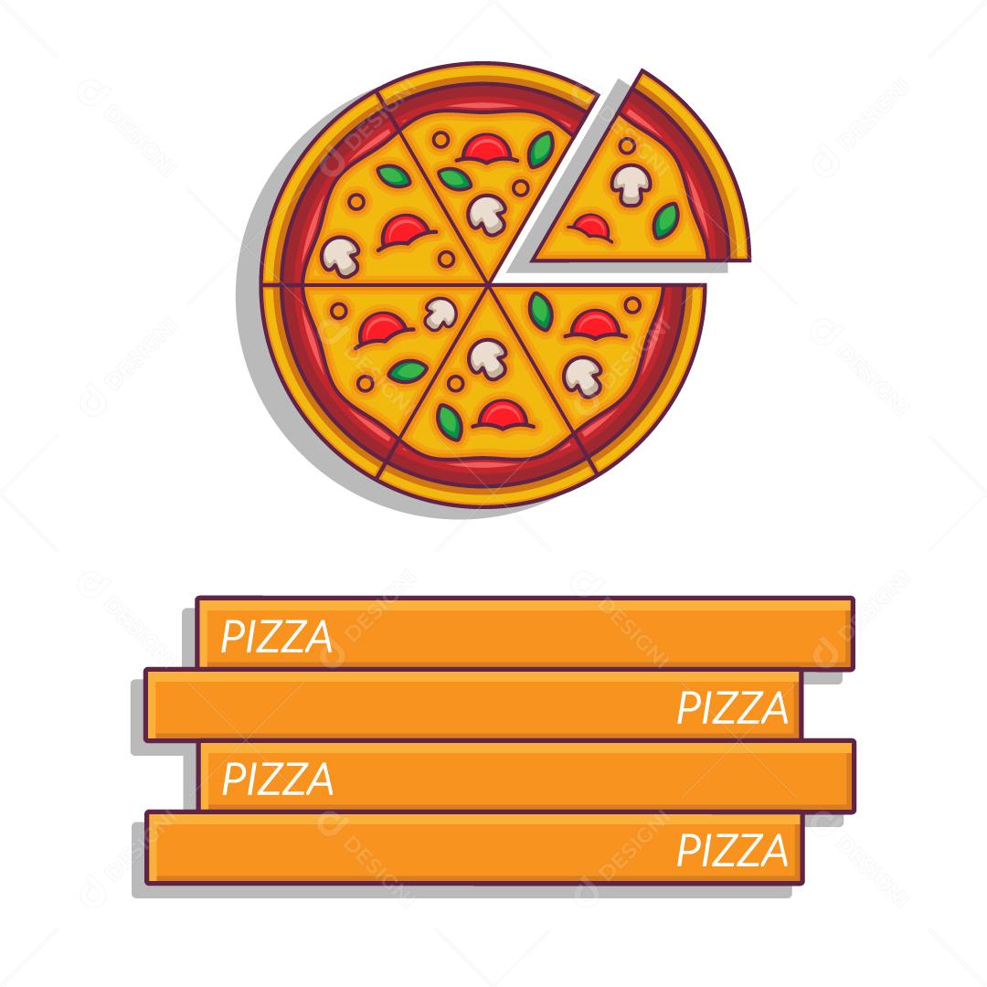 Vetor Pizza e Caixas de Pizzas EPS
