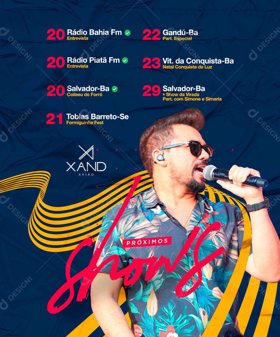 Flyer Agenda Semanal Shows Social Media PSD Editável