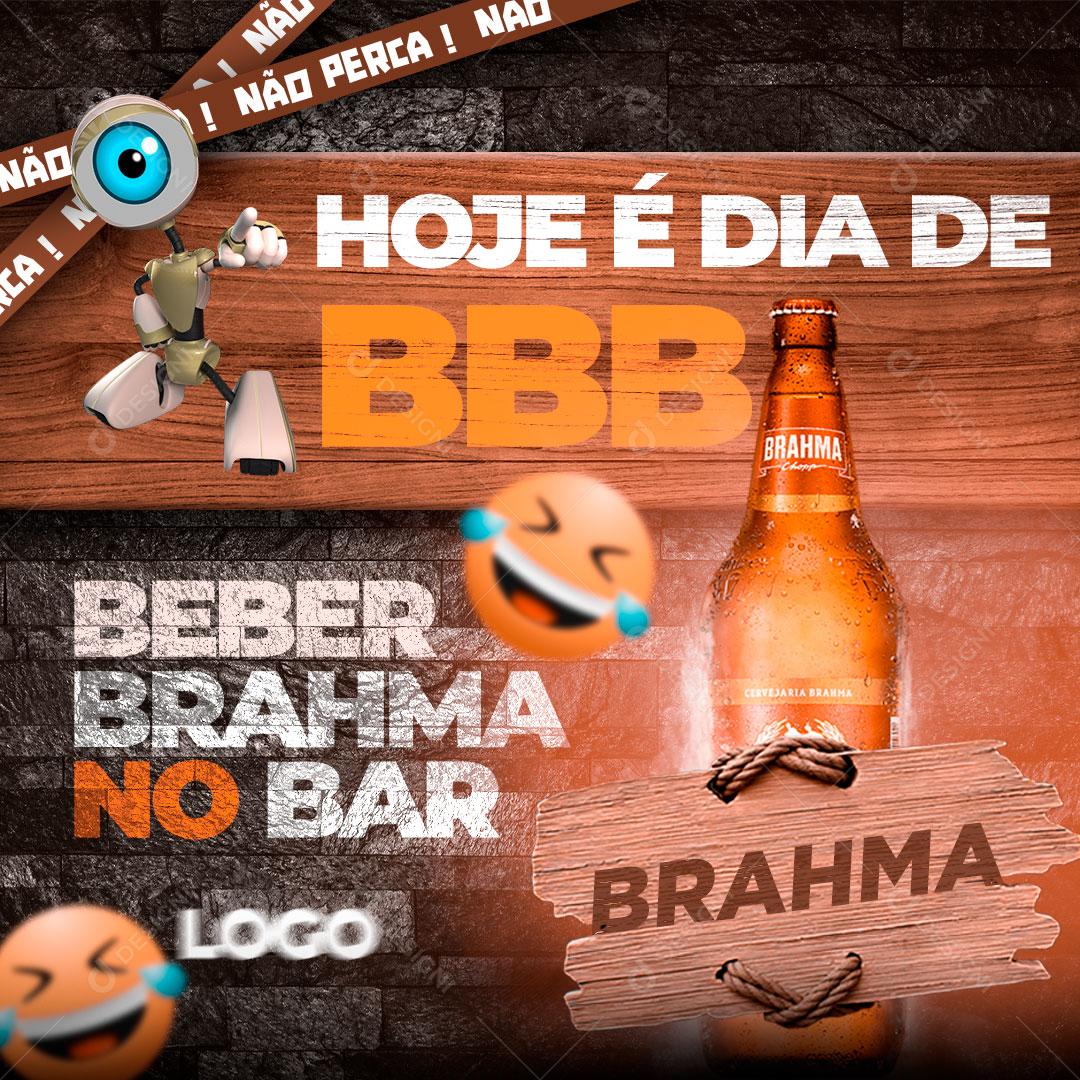 Post Bebidas Cerveja Beber Brahma no Bar Social Media PSD Editável