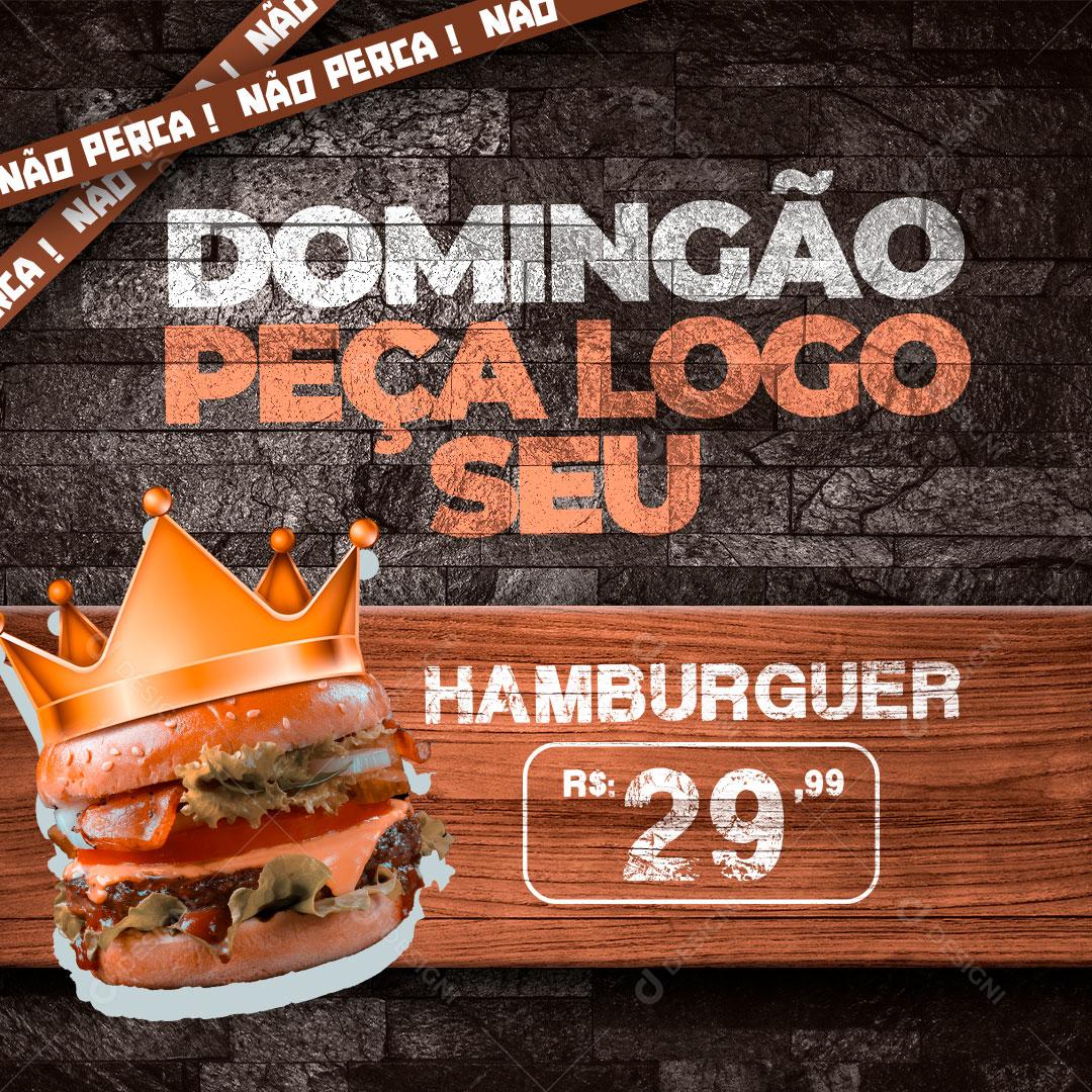Social Media Hambúrgueria Domingão Peça Logo Seu Hambúrguer PSD Editável