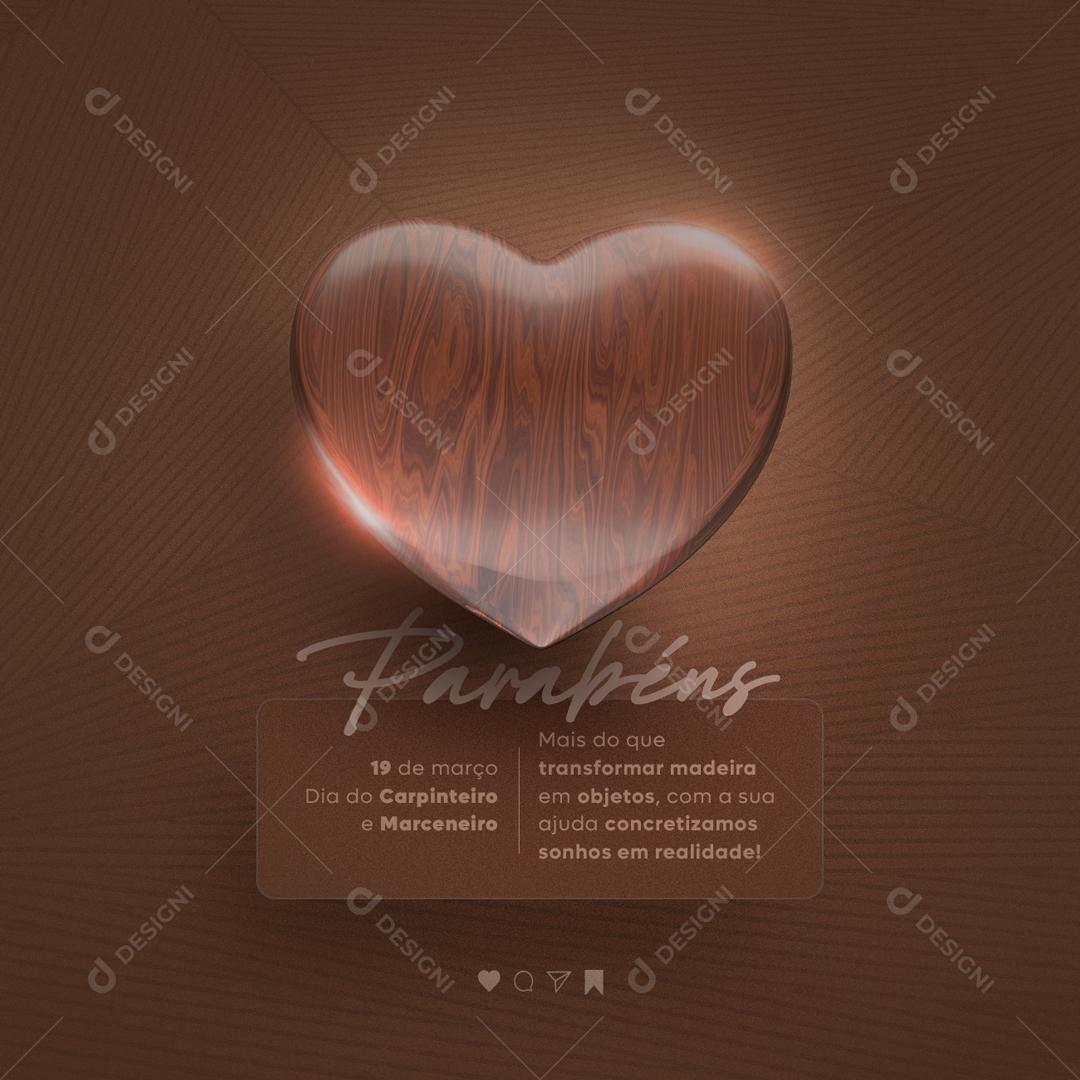 Social Media Mais do Que Transformar Madeira Dia do Carpinteiro e Marceneiro PSD Editável