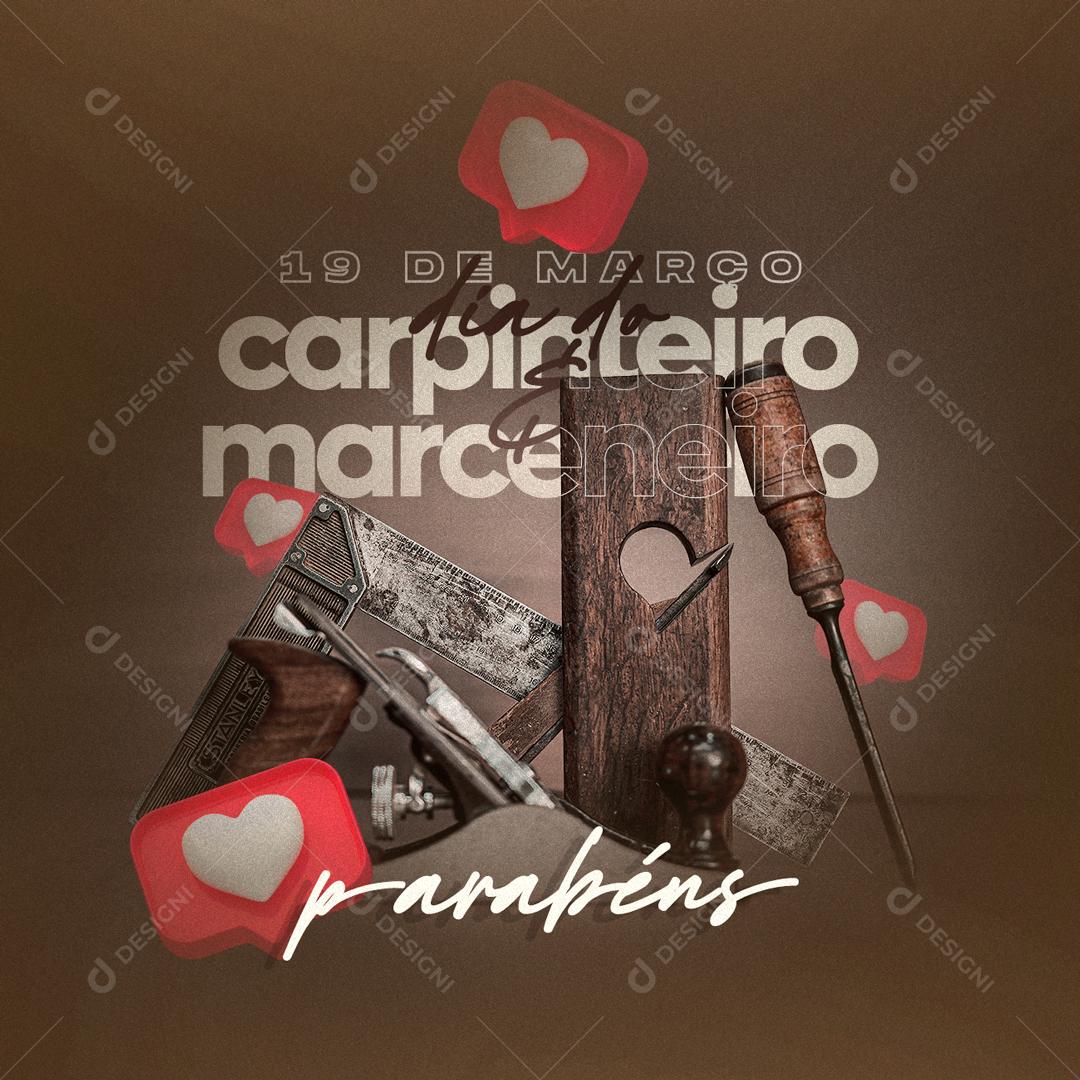 Social Media 19 De Março Dia do Carpinteiro e Marceneiro Parabéns PSD Editável