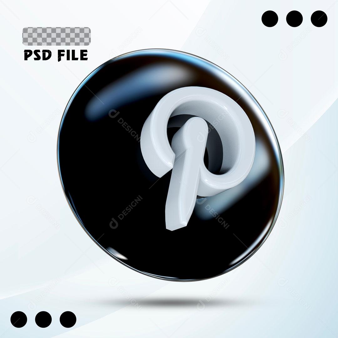 Ícones 3D Para Composição Redes Sociais Pinterest PSD Editável