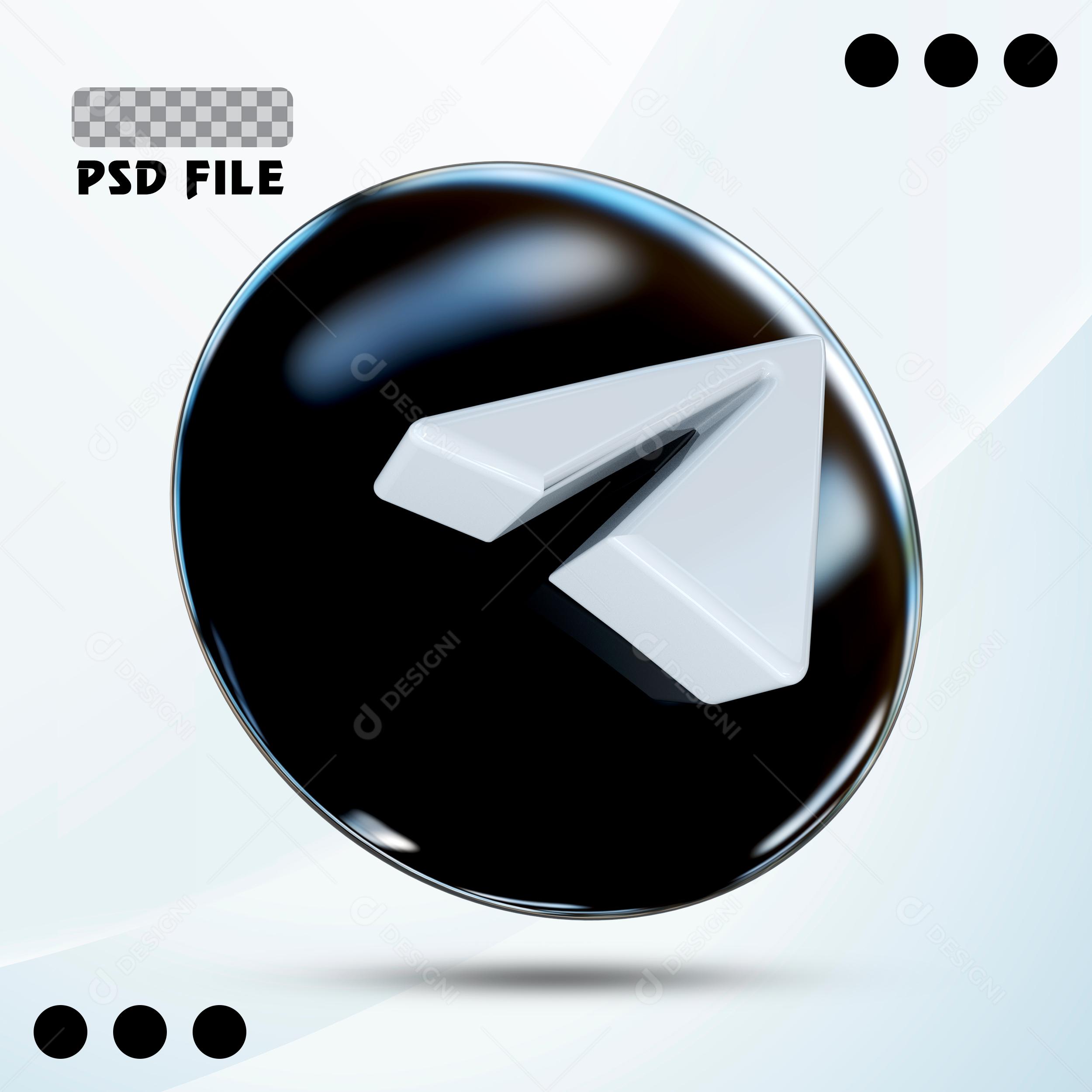 Ícones 3D Para Composição Redes Sociais Telegram PSD Editável