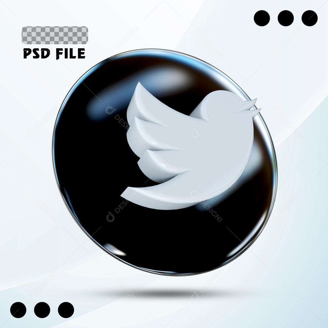 Ícones 3D Para Composição Redes Sociais Twitter PSD Editável