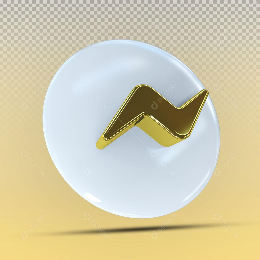 Ícones 3D Para Composição Redes Sociais Messenger Dourado PSD Editável