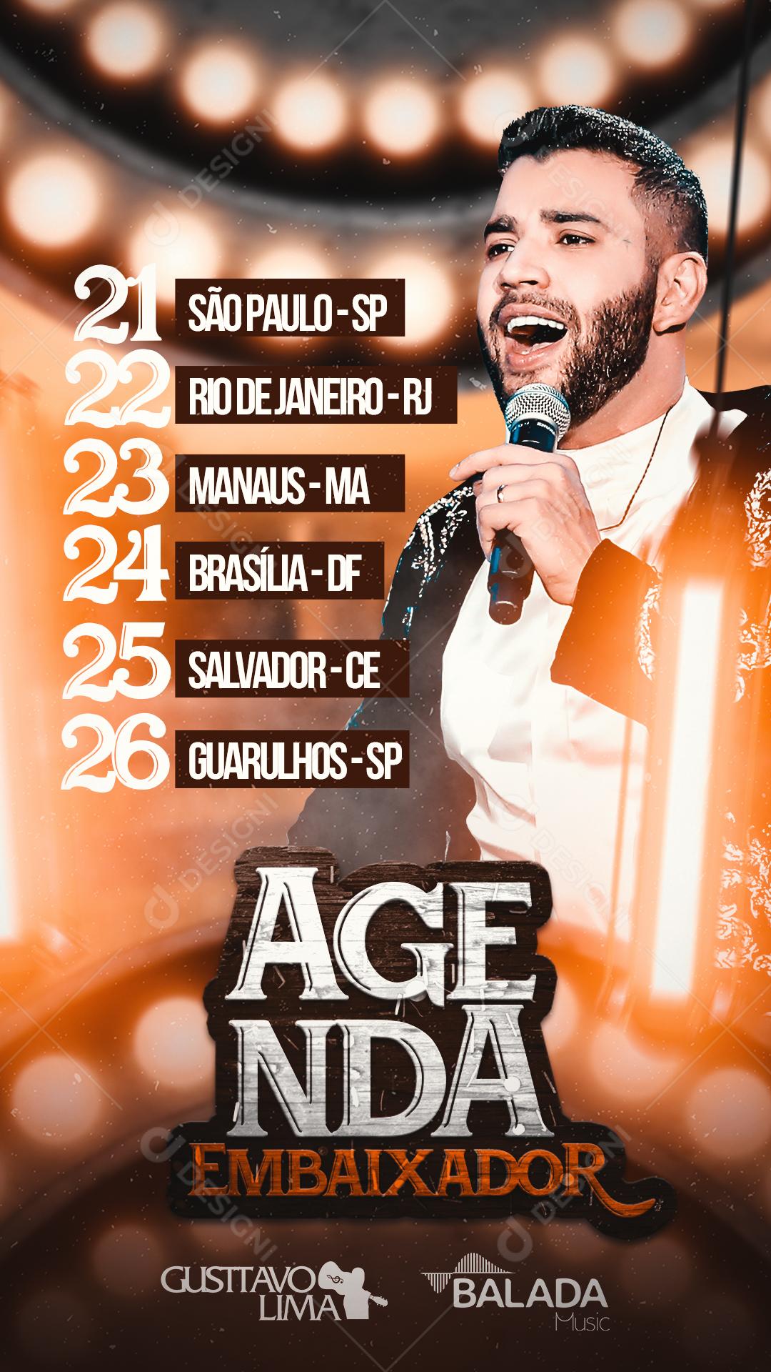 Flyer Agenda Semanal Gustavo Lima Social Media PSD Editável