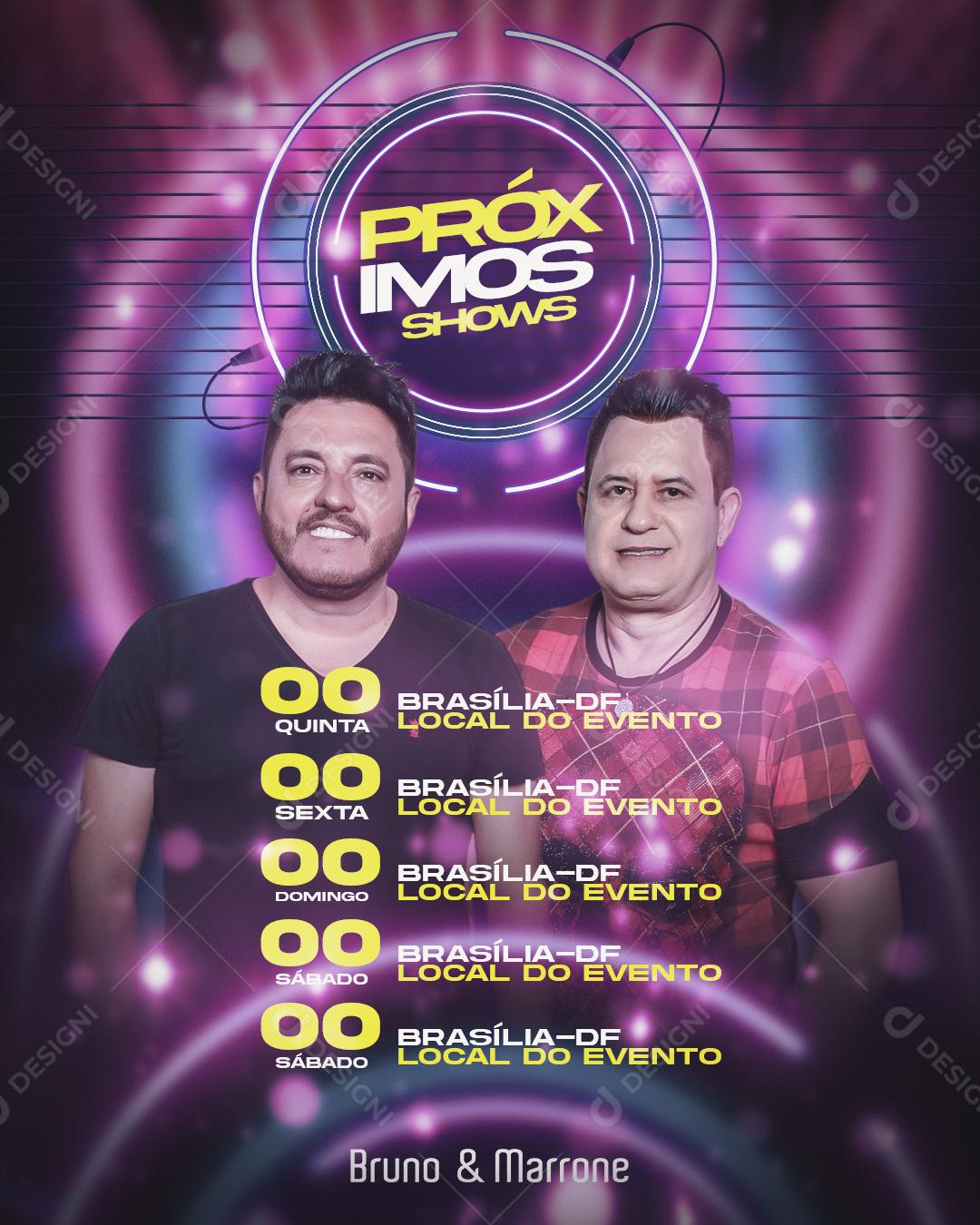 Flyer Proximos Shows Bruno E Marrone Social Media PSD Editável