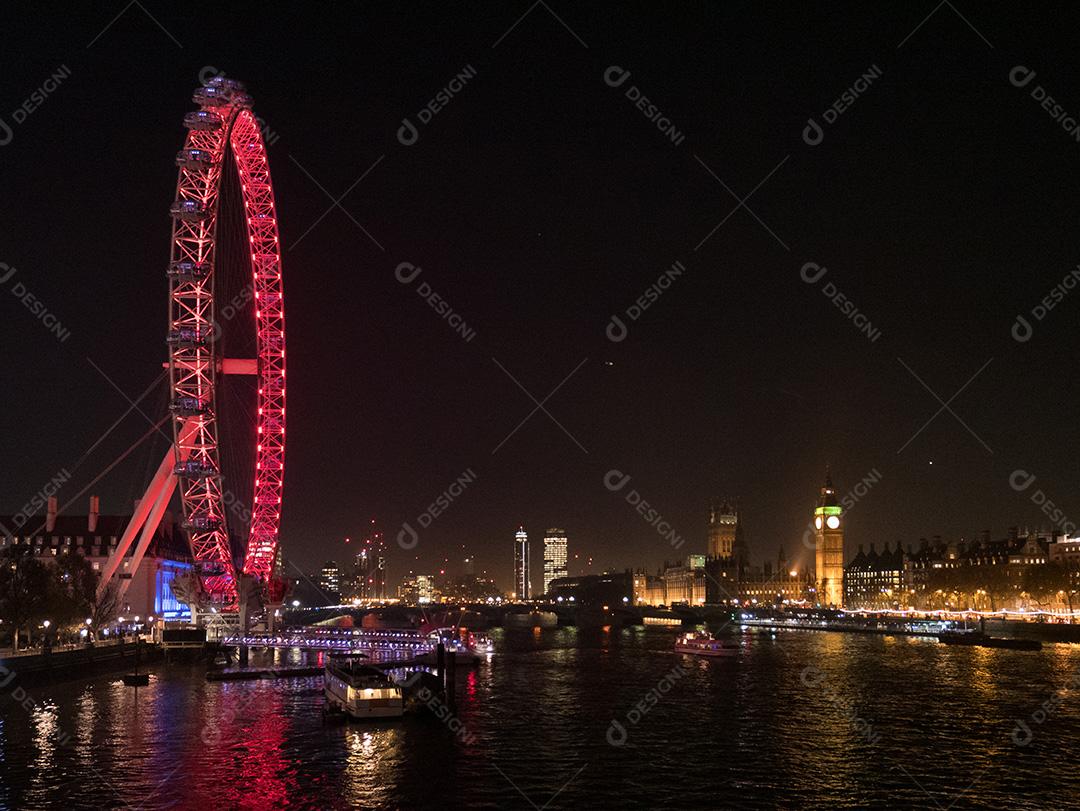View of the London Eye at night