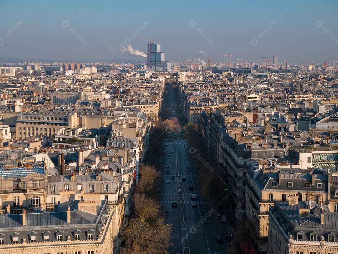 Vista panorâmica de alto ângulo da cidade de Paris