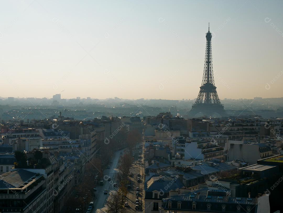 Vista panorâmica de Paris com a Torre Eiffel