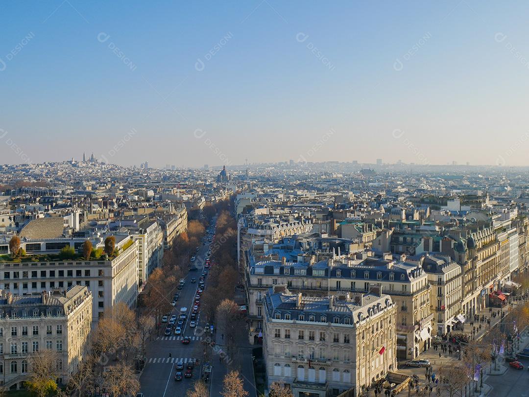 Vista panorâmica de alto ângulo da cidade de Paris