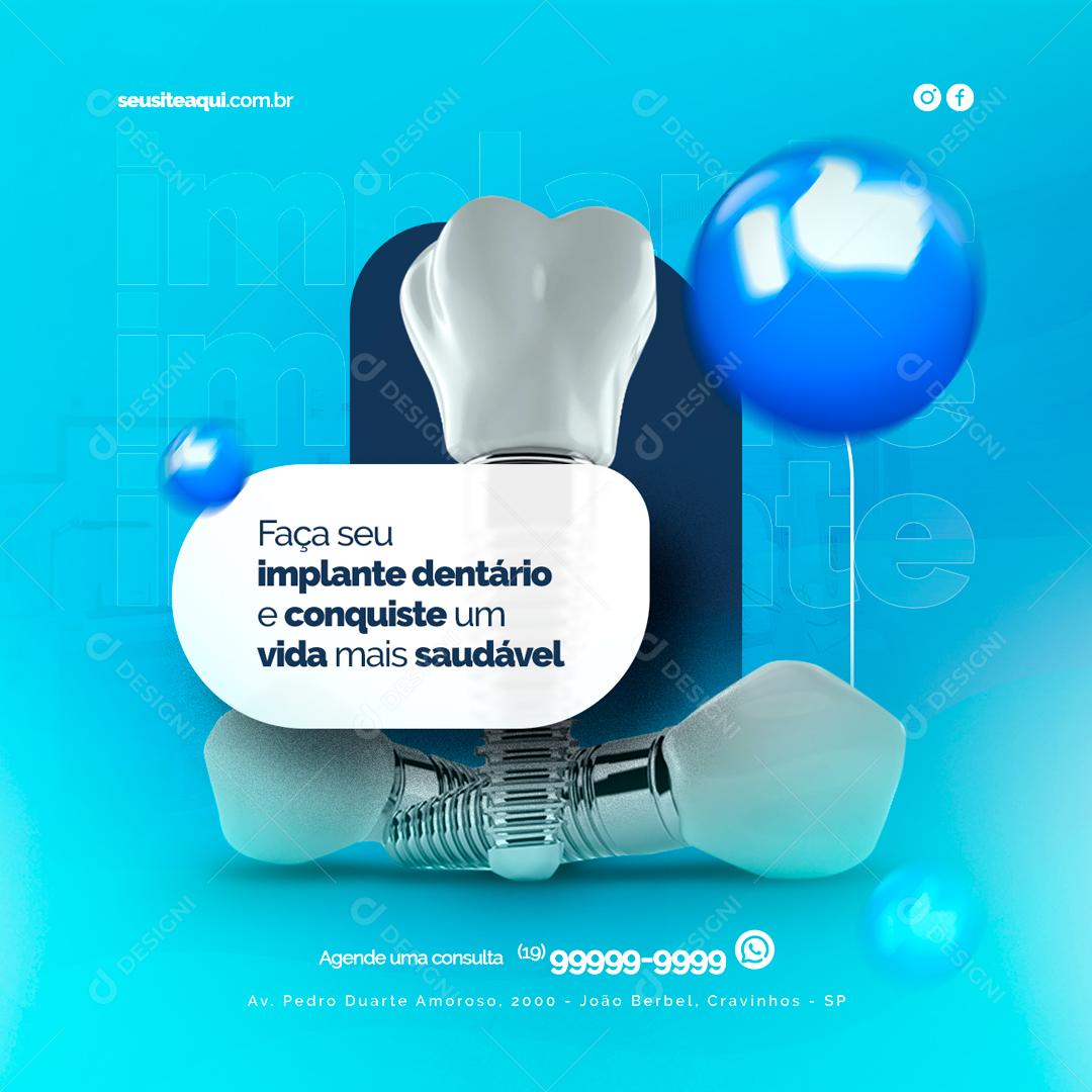 Social Media Faça o seu implante dentário Dentista PSD Editável