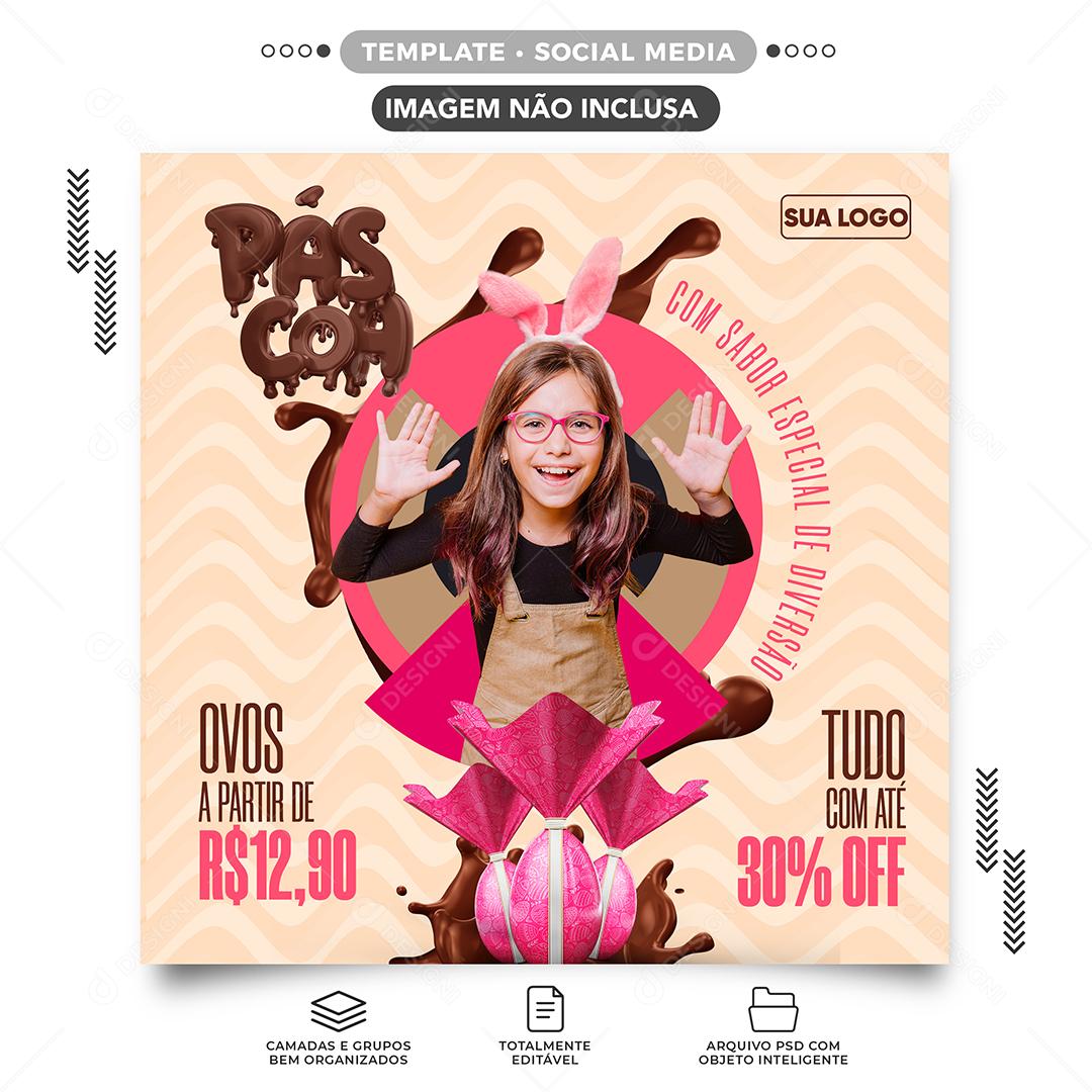 Especial de Páscoa Tudo Com Até 30% Desconto Social Media PSD Editável