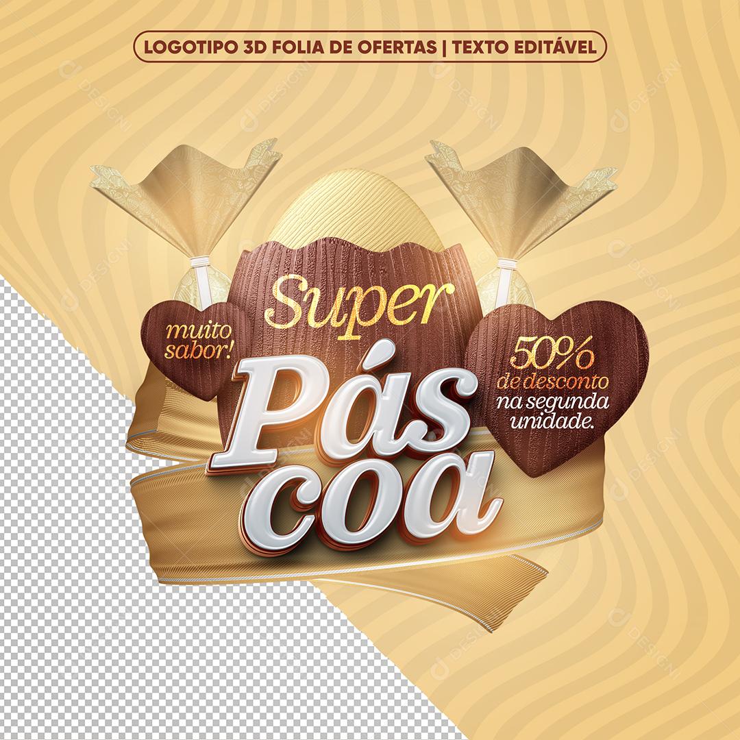 Selo 3D Super Páscoa com muito sabor Para Composição PSD