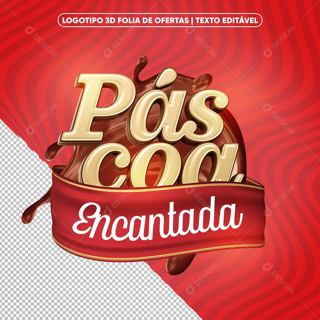 Selo 3D Páscoa encantada Para Composição PSD