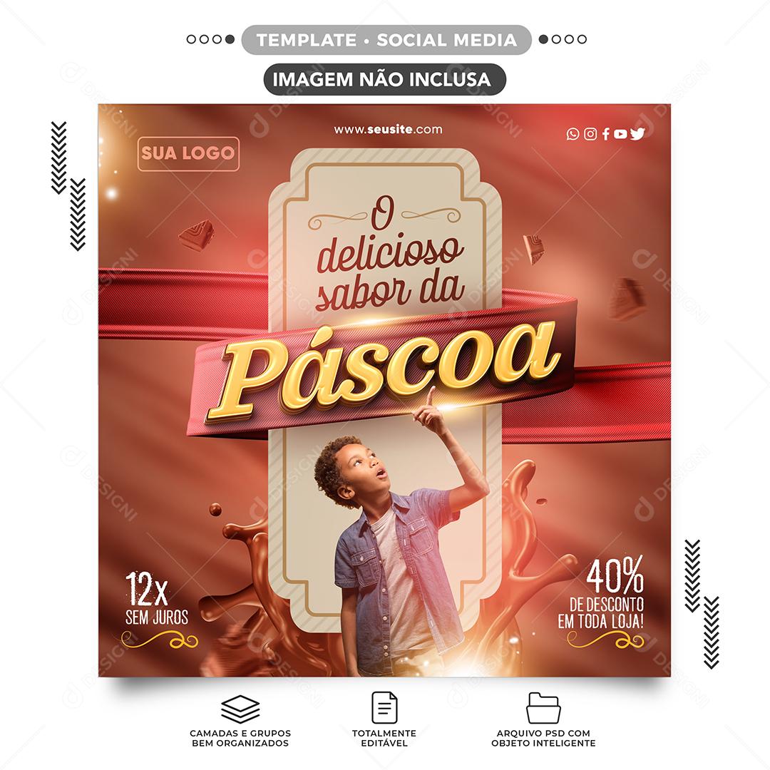 O delicioso sabor da Páscoa Social Media PSD Editável