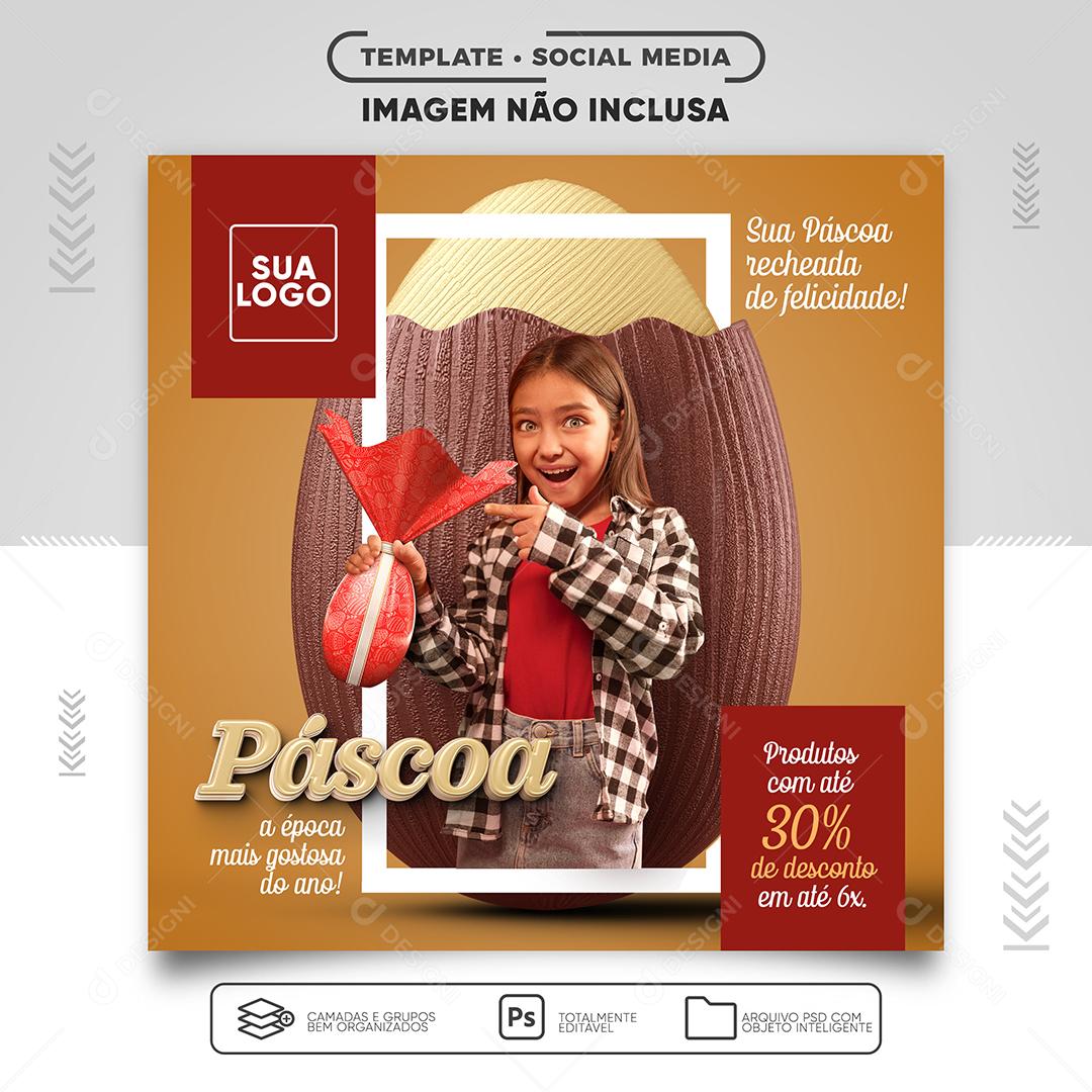 Ovos de Páscoa com até 30% de desconto Social Media PSD Editável