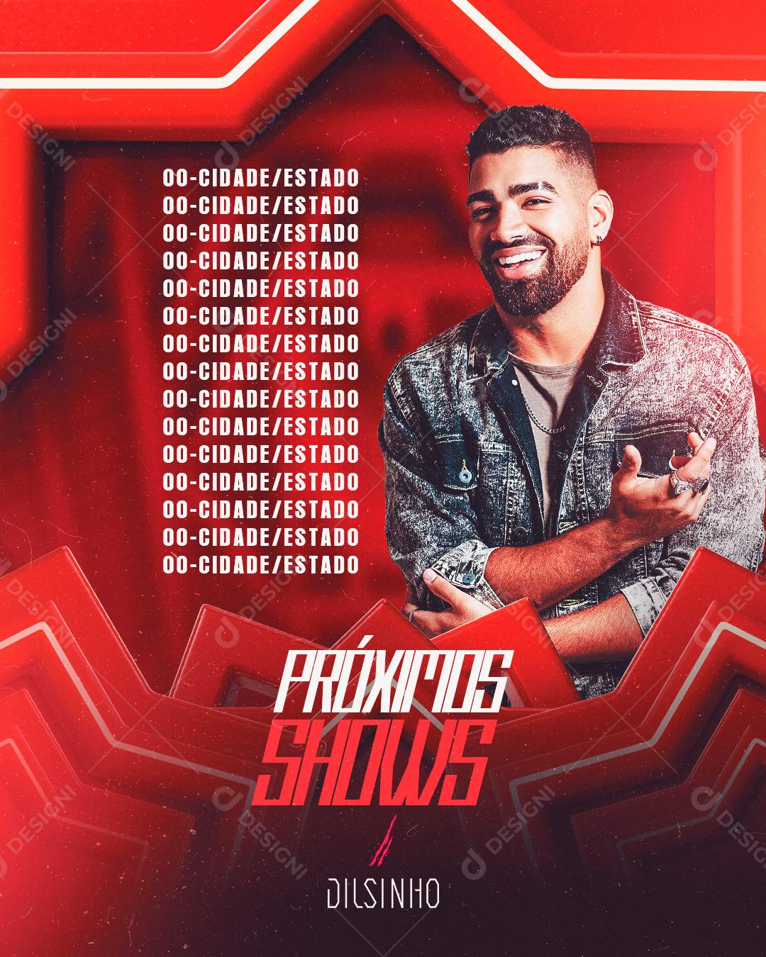 Social Media Próximos Shows Dilsinho Flyers PSD Editável