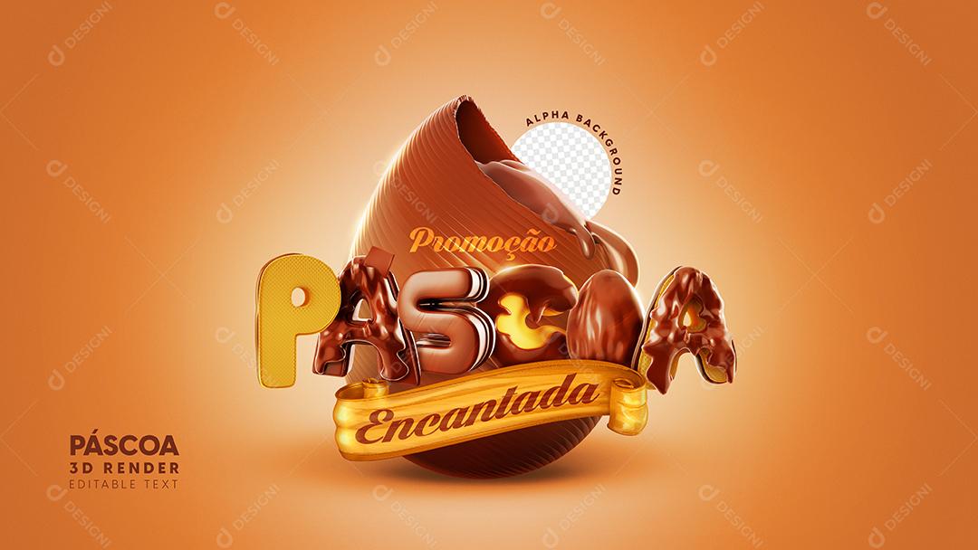 Selo 3D Promoção Páscoa Encantada Para Composição PSD