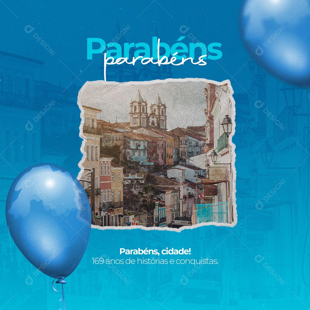 Post Social Media Parabéns Aniversário de Cidade PSD Editável