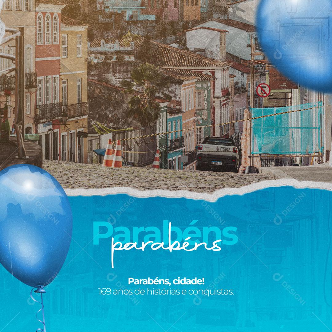 Social Media Parabéns Aniversário de Cidade PSD Editável