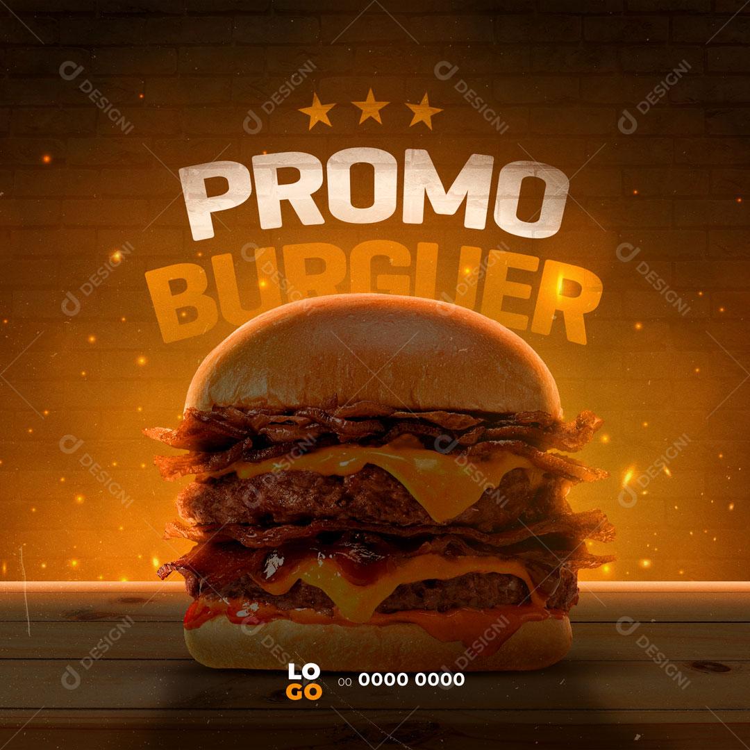 Post Hambúrgueria Burguer Promoção Social Media PSD Editável