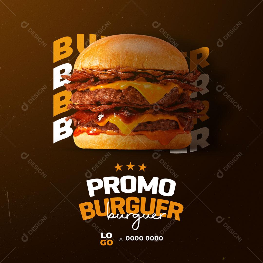 Social Media Hambúrgueria Burguer Promoção PSD Editável
