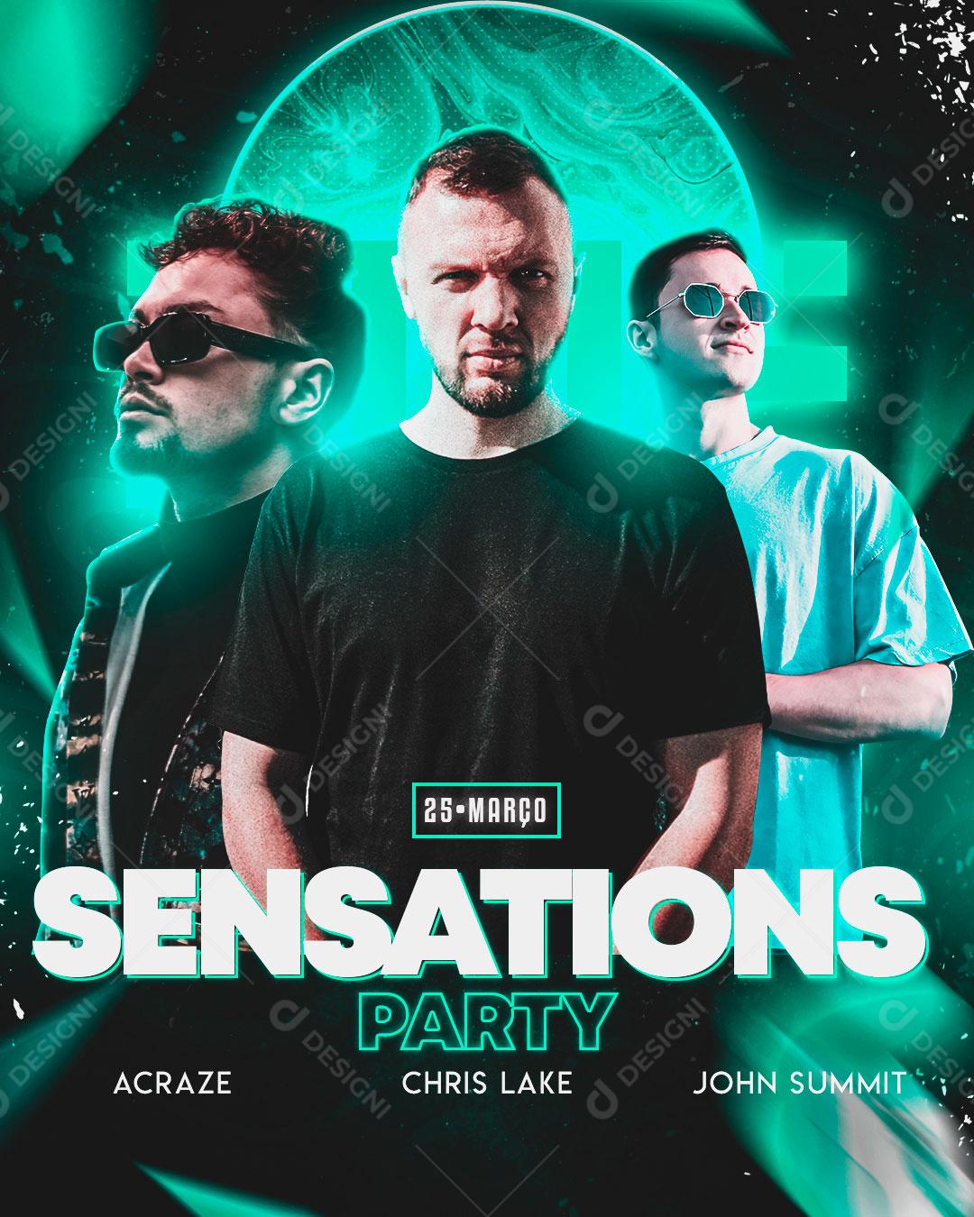 Flyer Sensations Party 25 De Março Social Media PSD Editáel