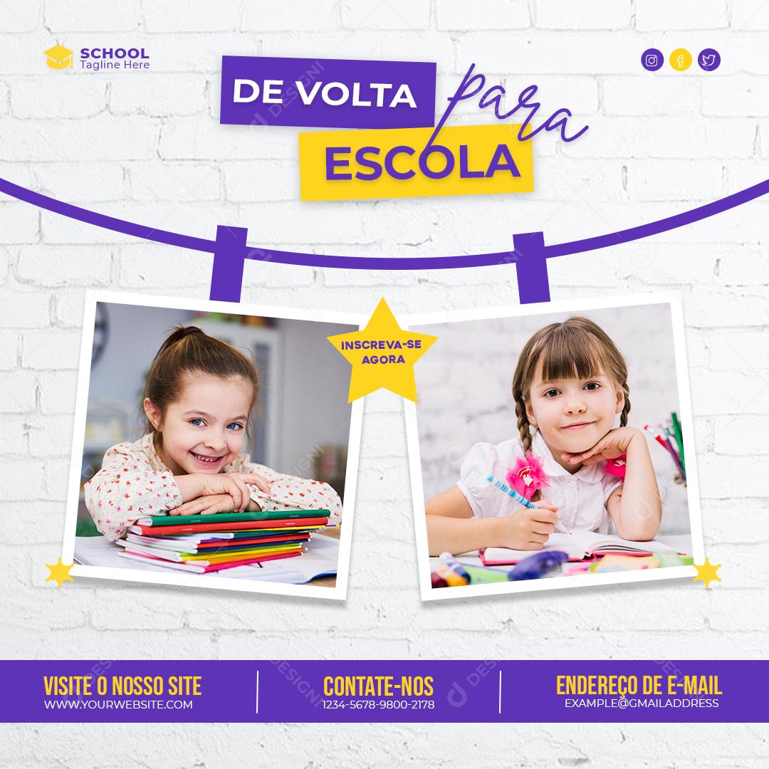 Social Media De Volta Para Escola Volta Às Aulas PSD Editável