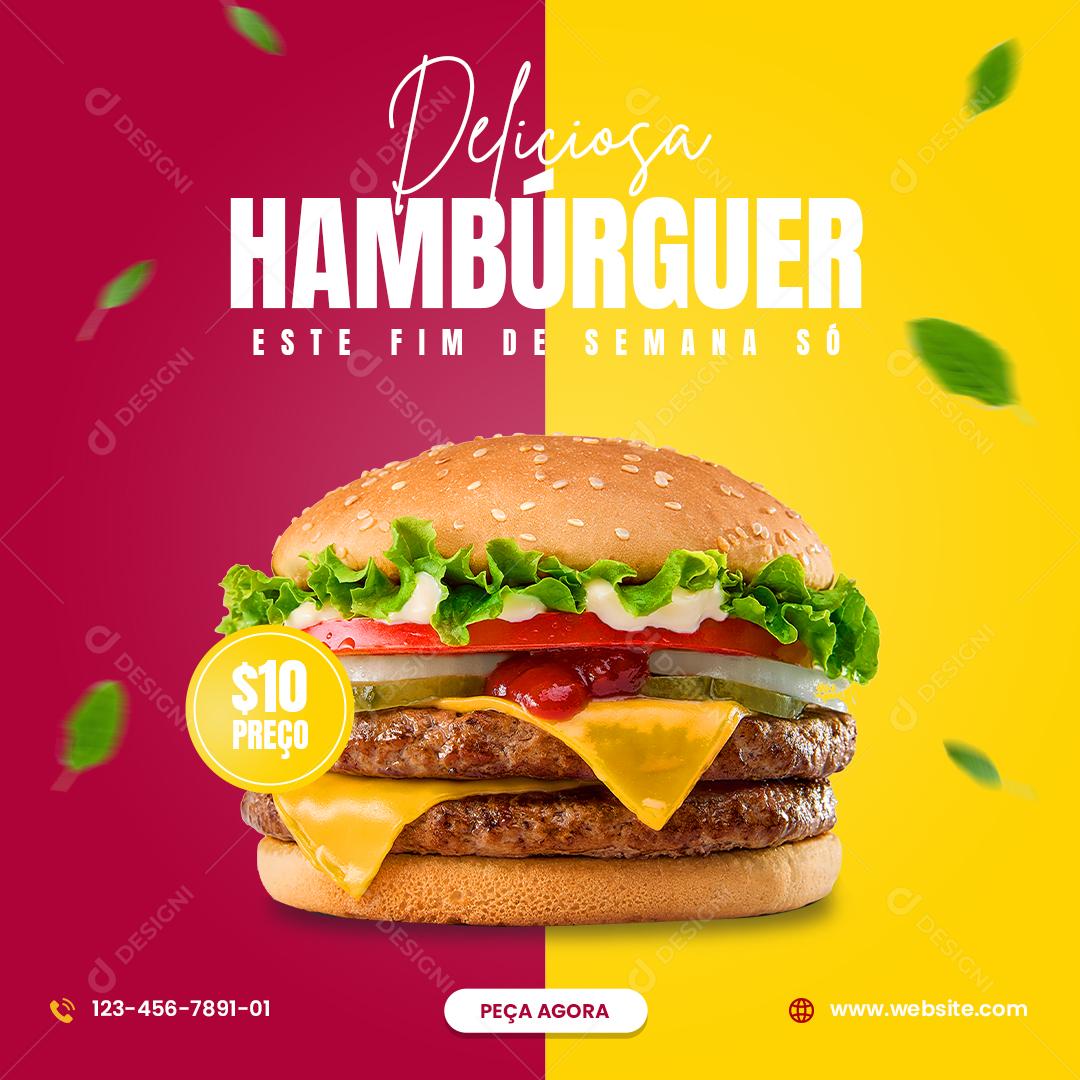 Social Media Deliciosa Hambúrguer PSD Editável