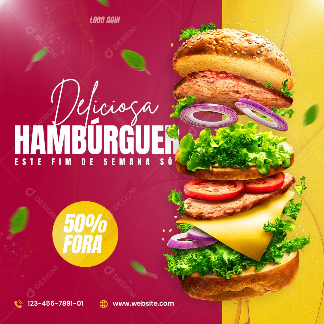 Social Media Deliciosa Hambúrguer PSD Editável