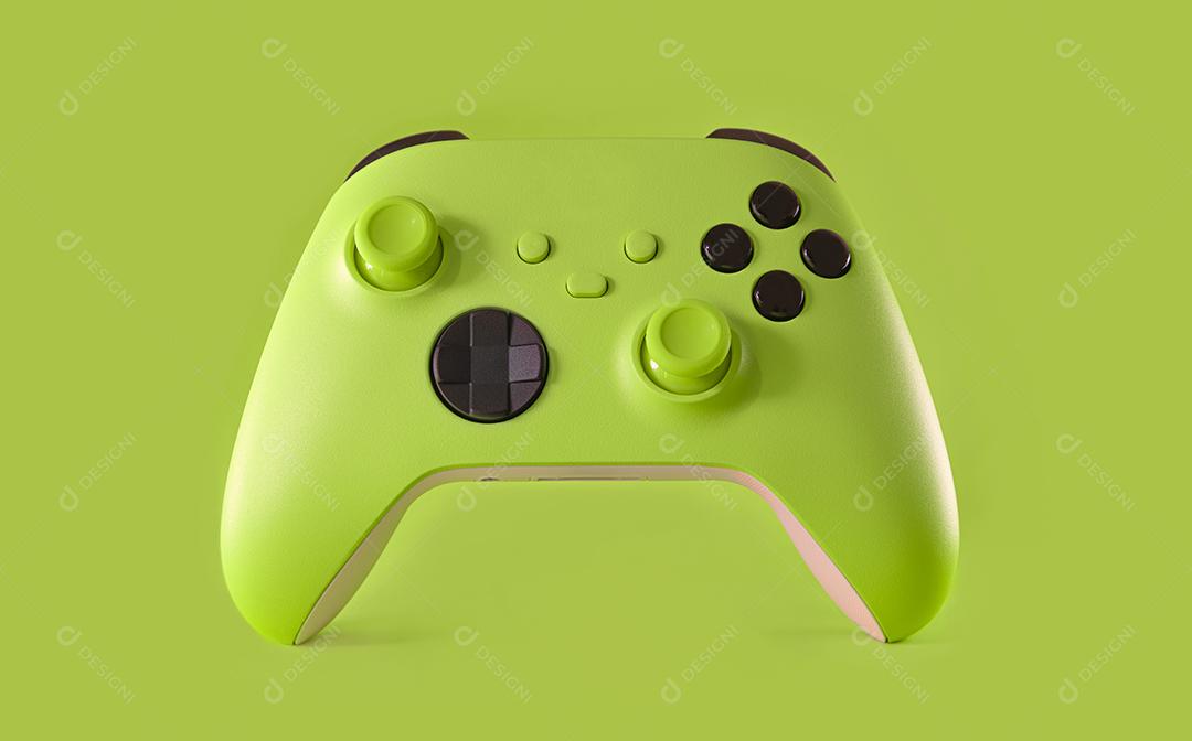 Controlador de jogo verde em fundo verde
