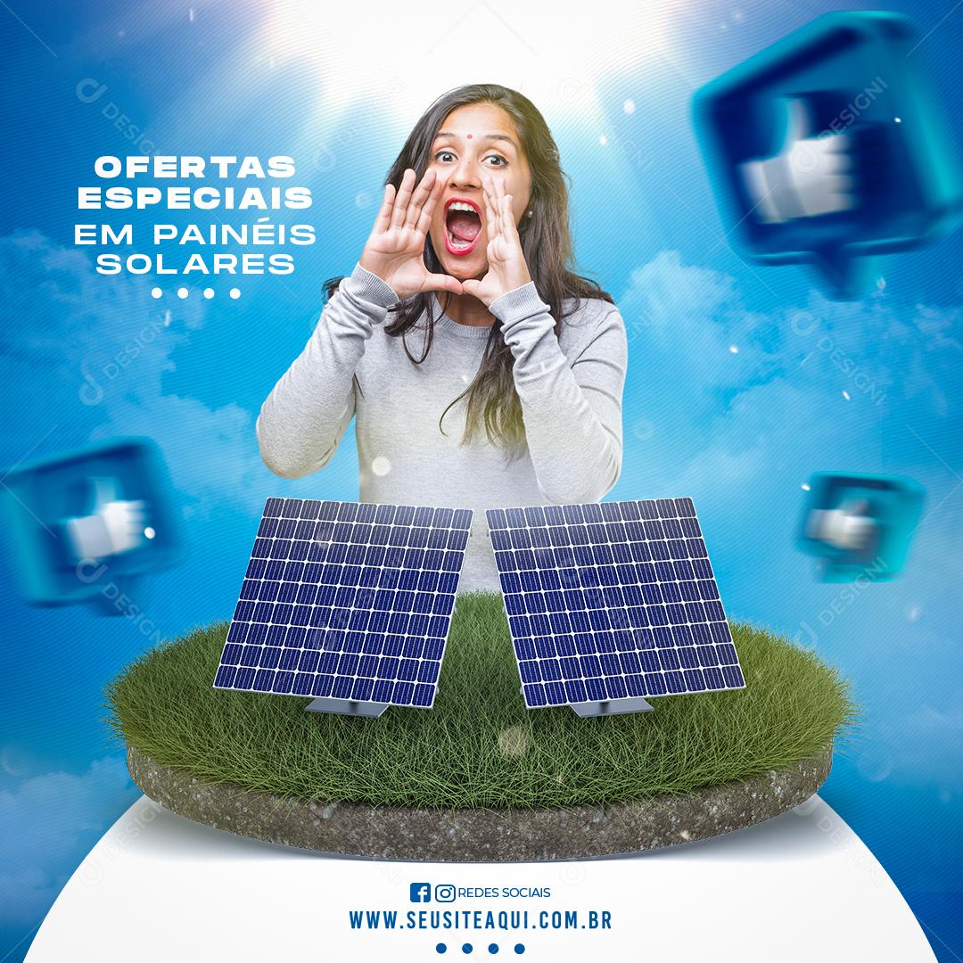 Ofertas Especiais Em Painéis Solares Energia Solar Social Media PSD Editável