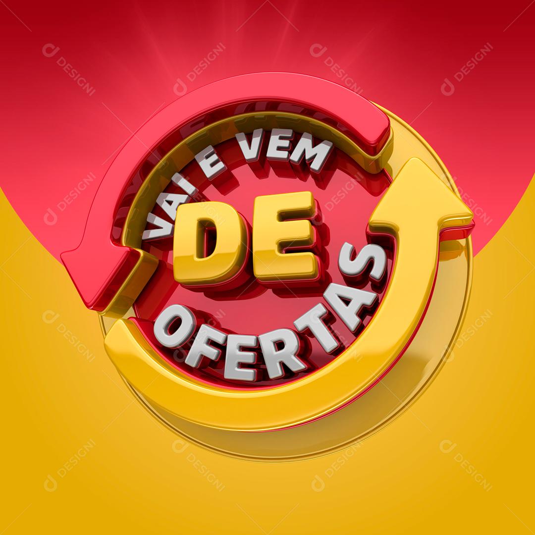 Selo 3D Para Composição Vai E Vem De Ofertas PSD Editável