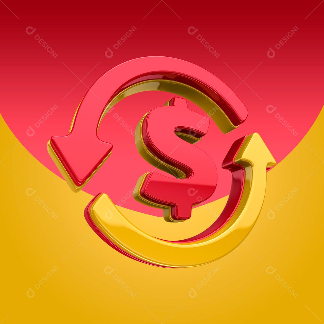 Elemento 3D Para Composição Cifrão PSD Editável